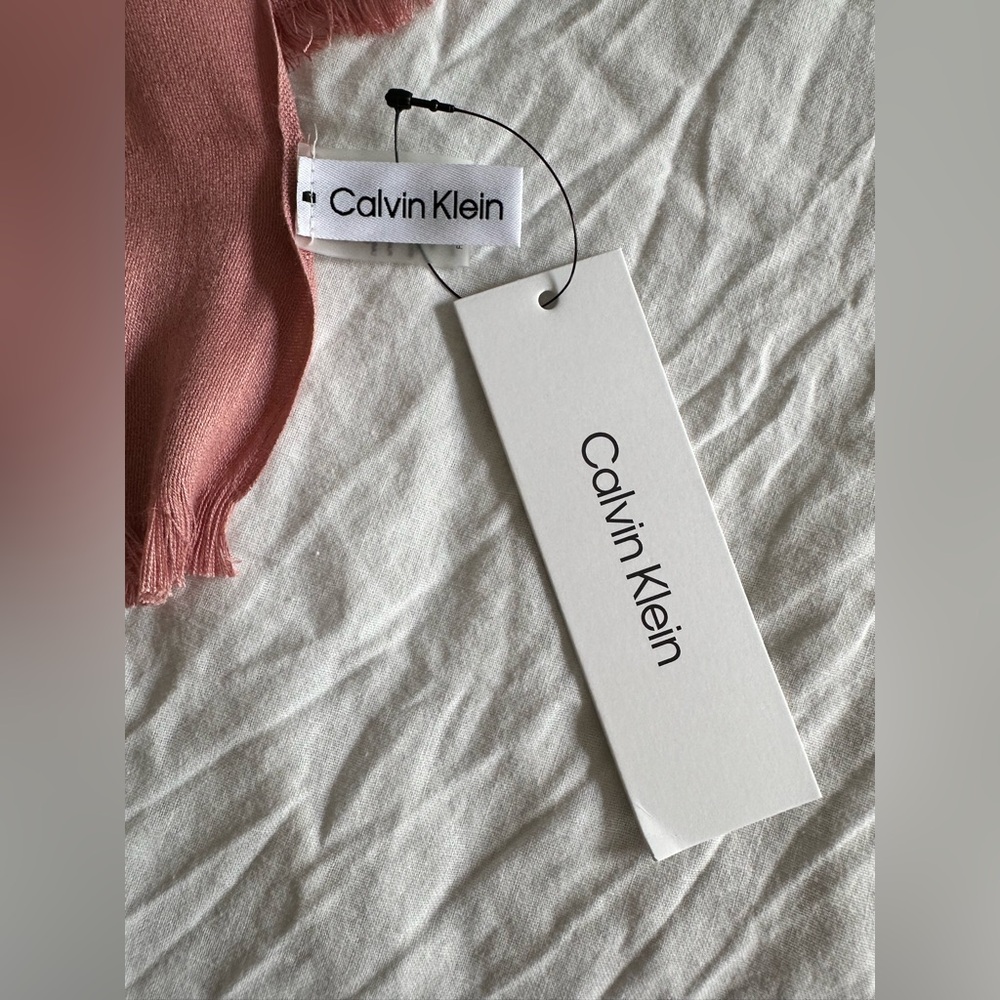 Calvin Klein Pink Silk Scarf Wrap - Picture 7 of 11
